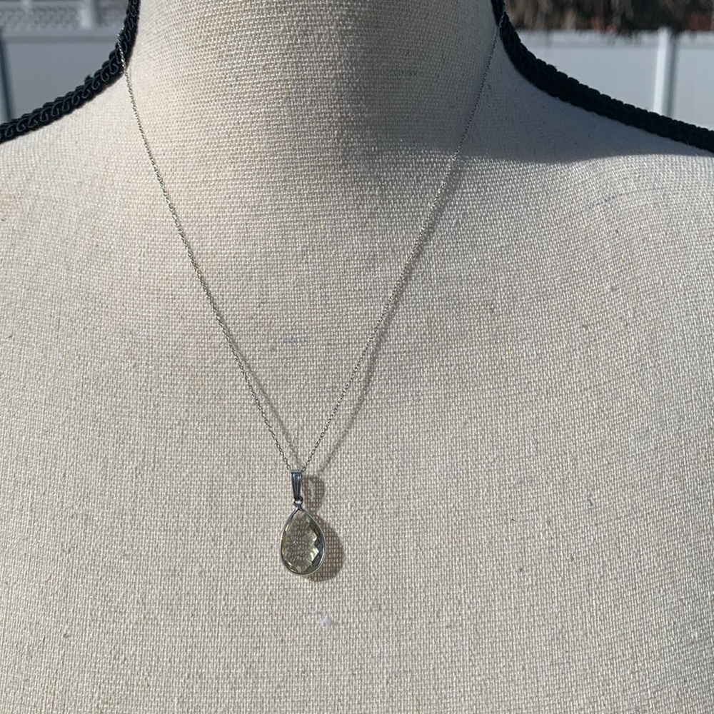 Genuine natural green amethyst 6.05ct pear cut Sterling silver 925 pendant/chain - Picture 9 of 13